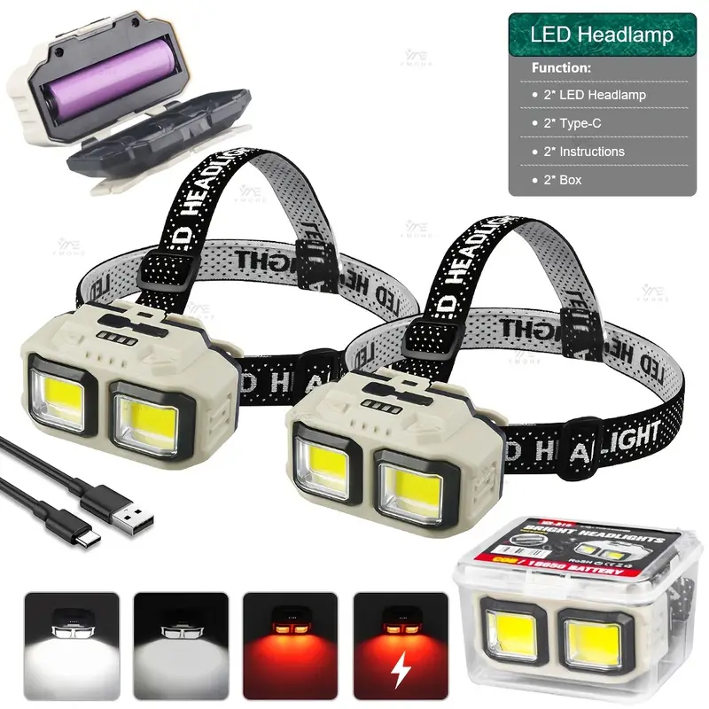 COB LED Headlamp Rechargeable  - đánh giá và giá Fishing Headlamp