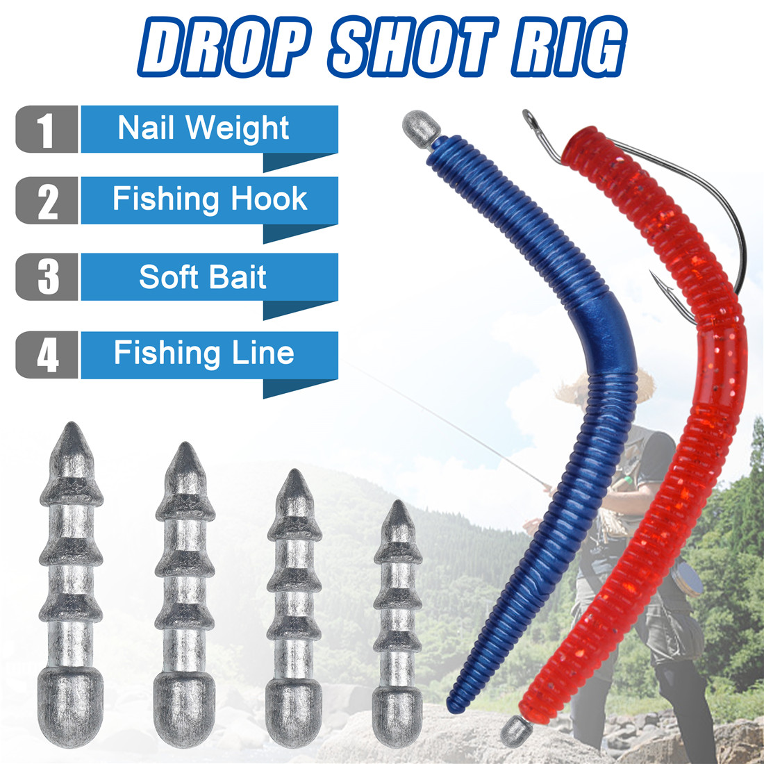 60PCS Nail weights Worm Fishin - đánh giá và giá Bass Fishing Lure