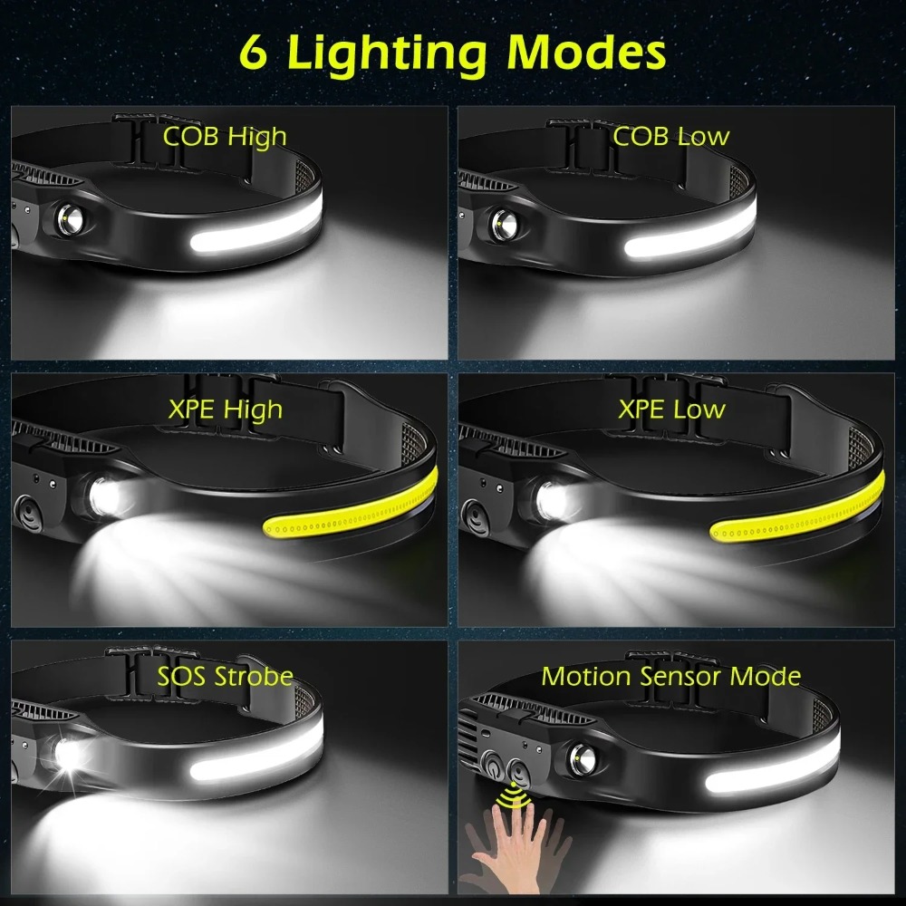 COB LED Induction Headlamp USB - đánh giá và giá Fishing Headlamp